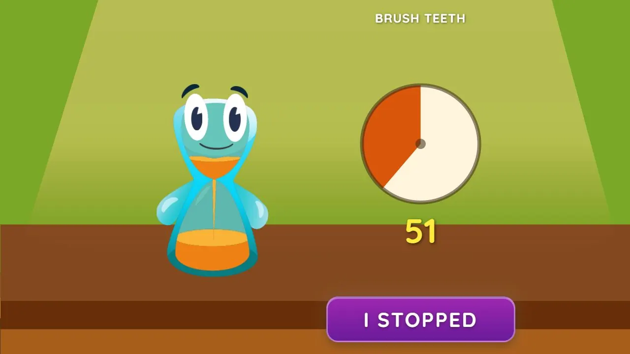 Lickety Split’s Brush Teeth Count Down timer in progress
